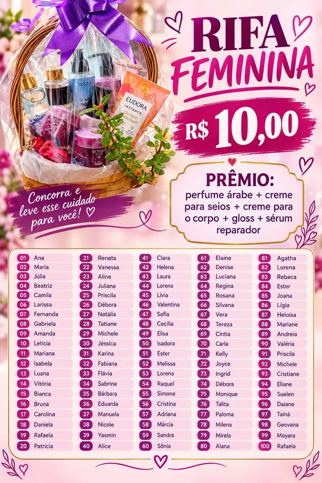 Cesta de produtos cosméticos