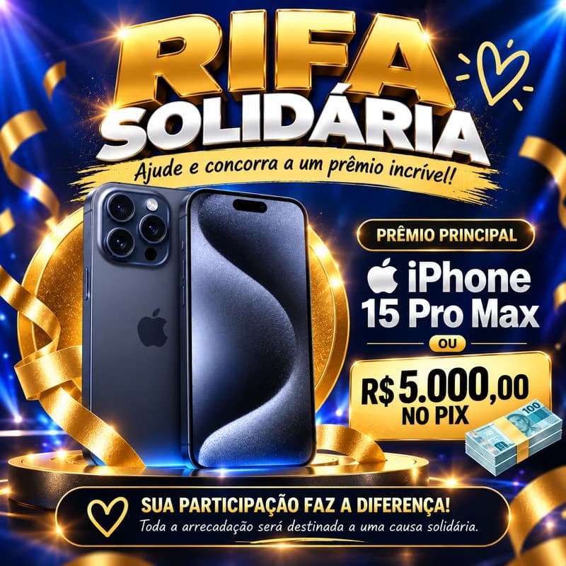 iPhone 15 Pro Max ou R$ 5.000,00 no Pix.