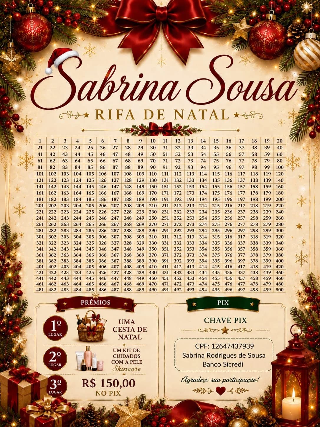 Rifa de Natal Sabrina Sousa