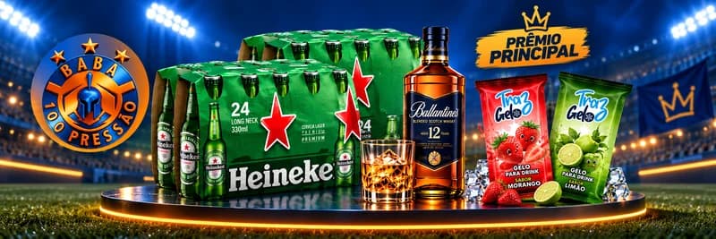 2 packs de Heineken com 24 unidades cada + 1 combo de whisky com gelo de sabor