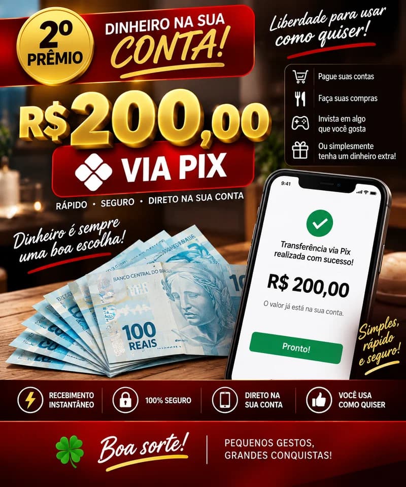 Pix de R$ 200,00